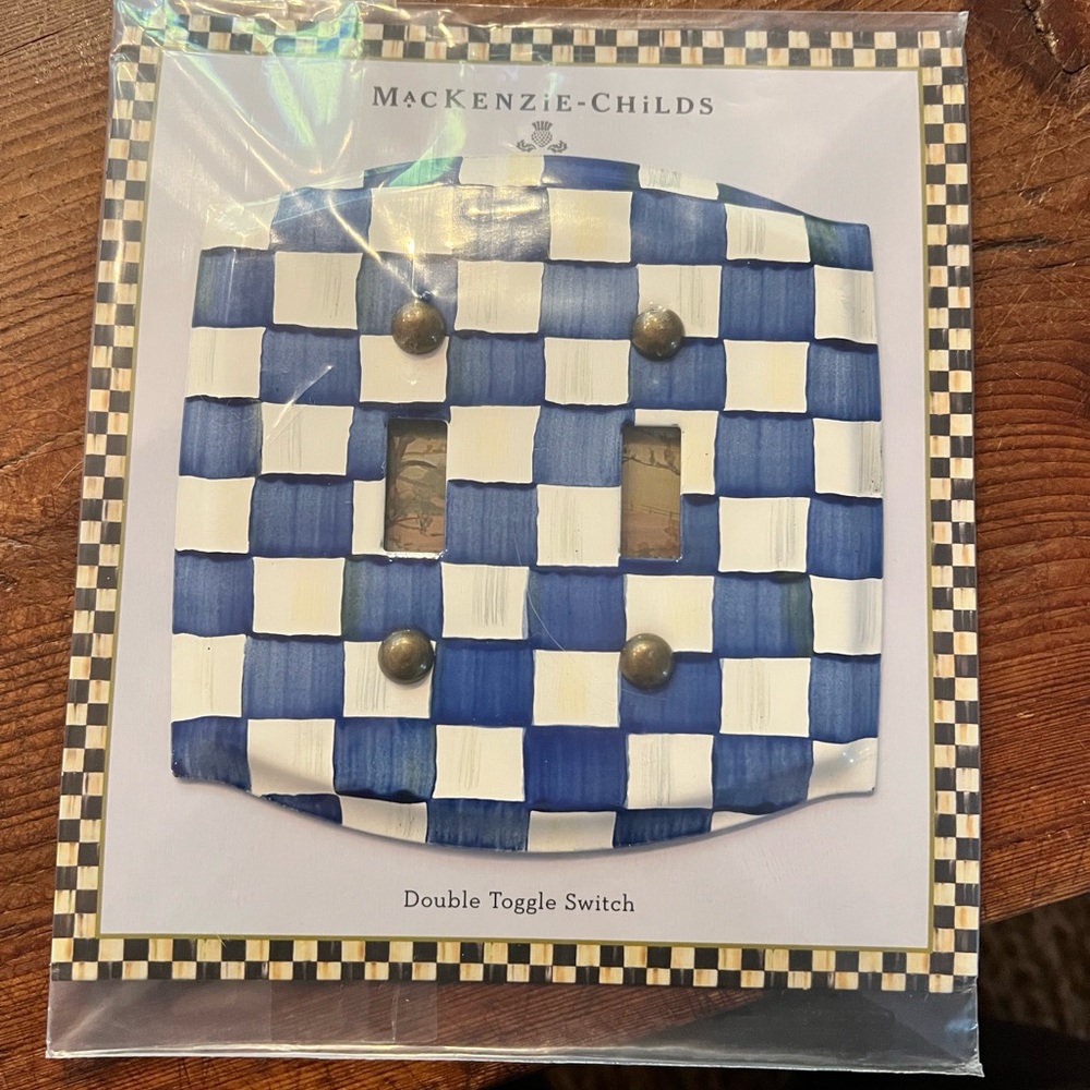 Mackenzie-Childs Double Toggle Switch - Royal Check